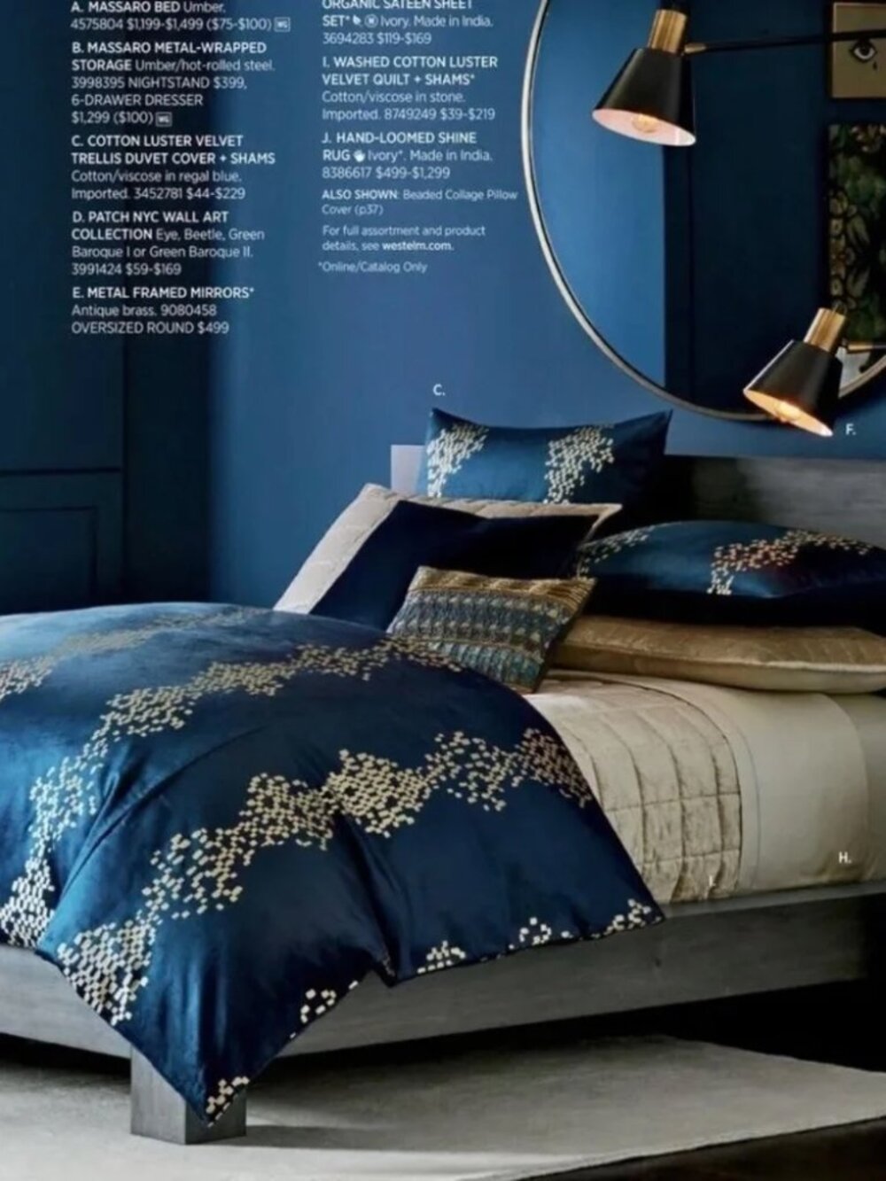 WEST ELM Lush Luster Velvet Trellis Teal Queen Duvet Cover Modern Blue Green